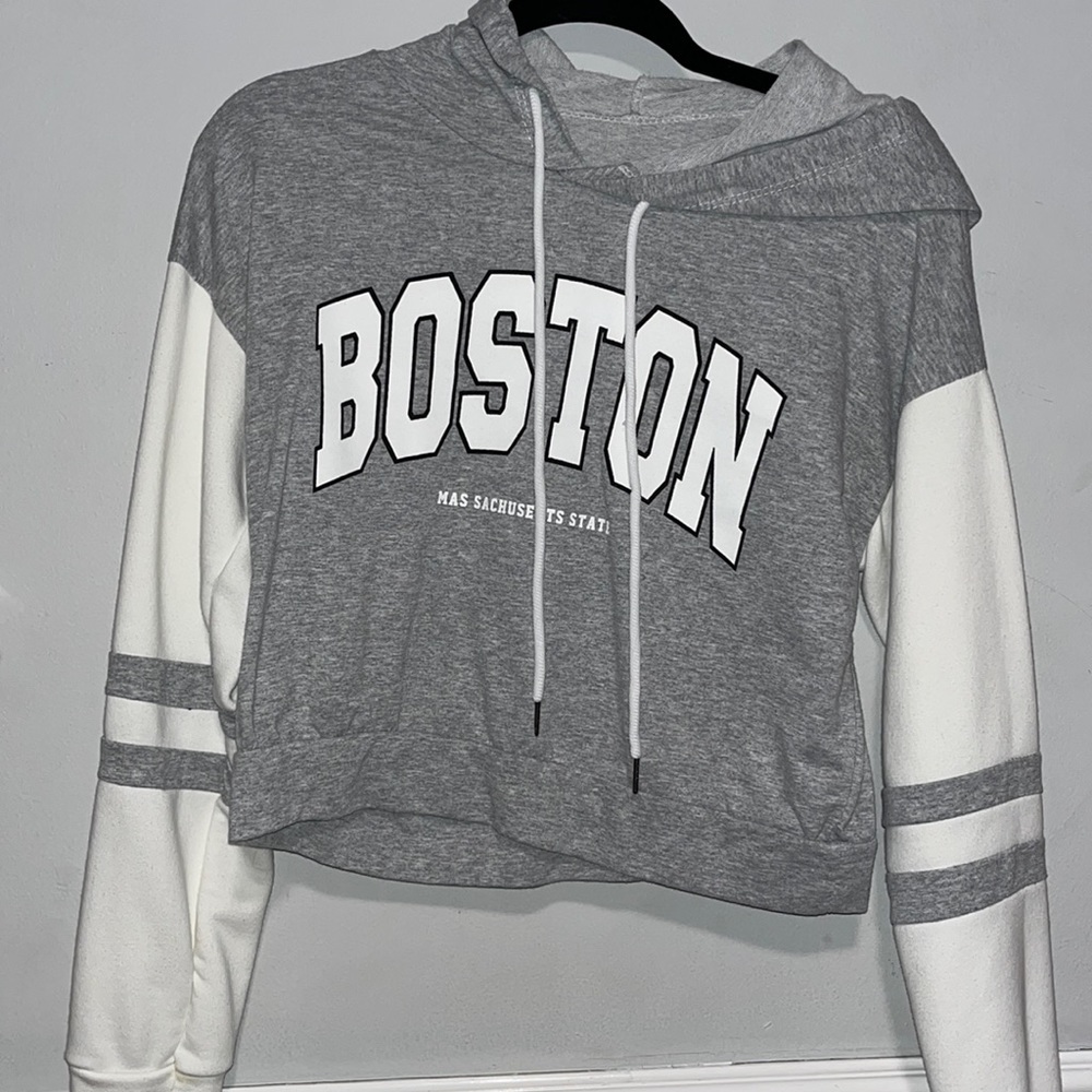 short gray sweatshirt from a shop in Italy